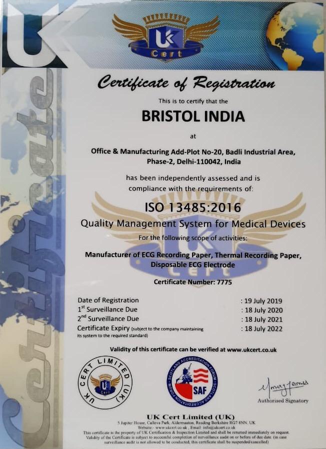 Bristol India Certificate ISO 13485_2016